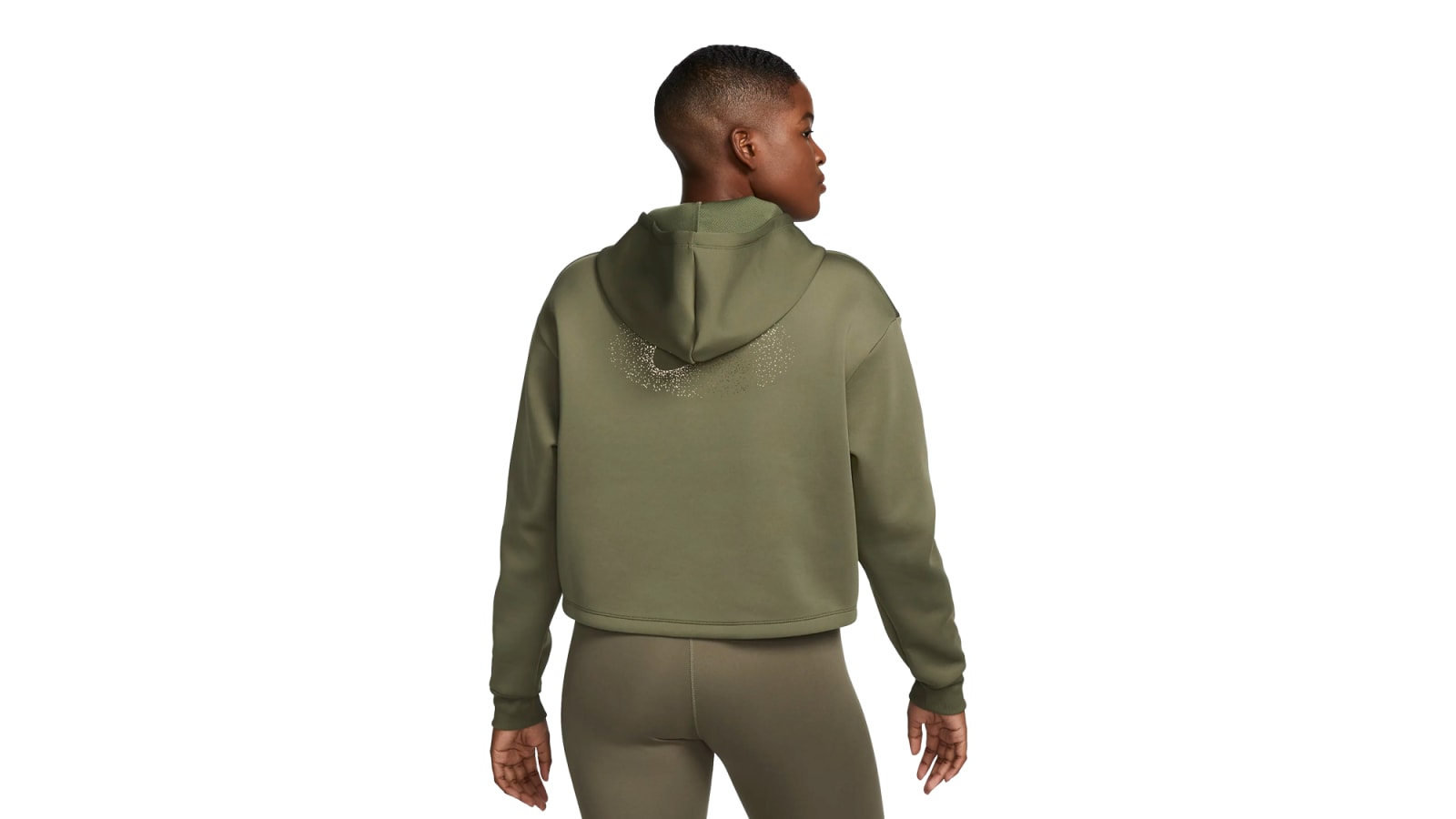 Nike Dri FIT Women s Graphic 1 2 Zip Training Hoodie Medium Olive Black Rogue Fitness